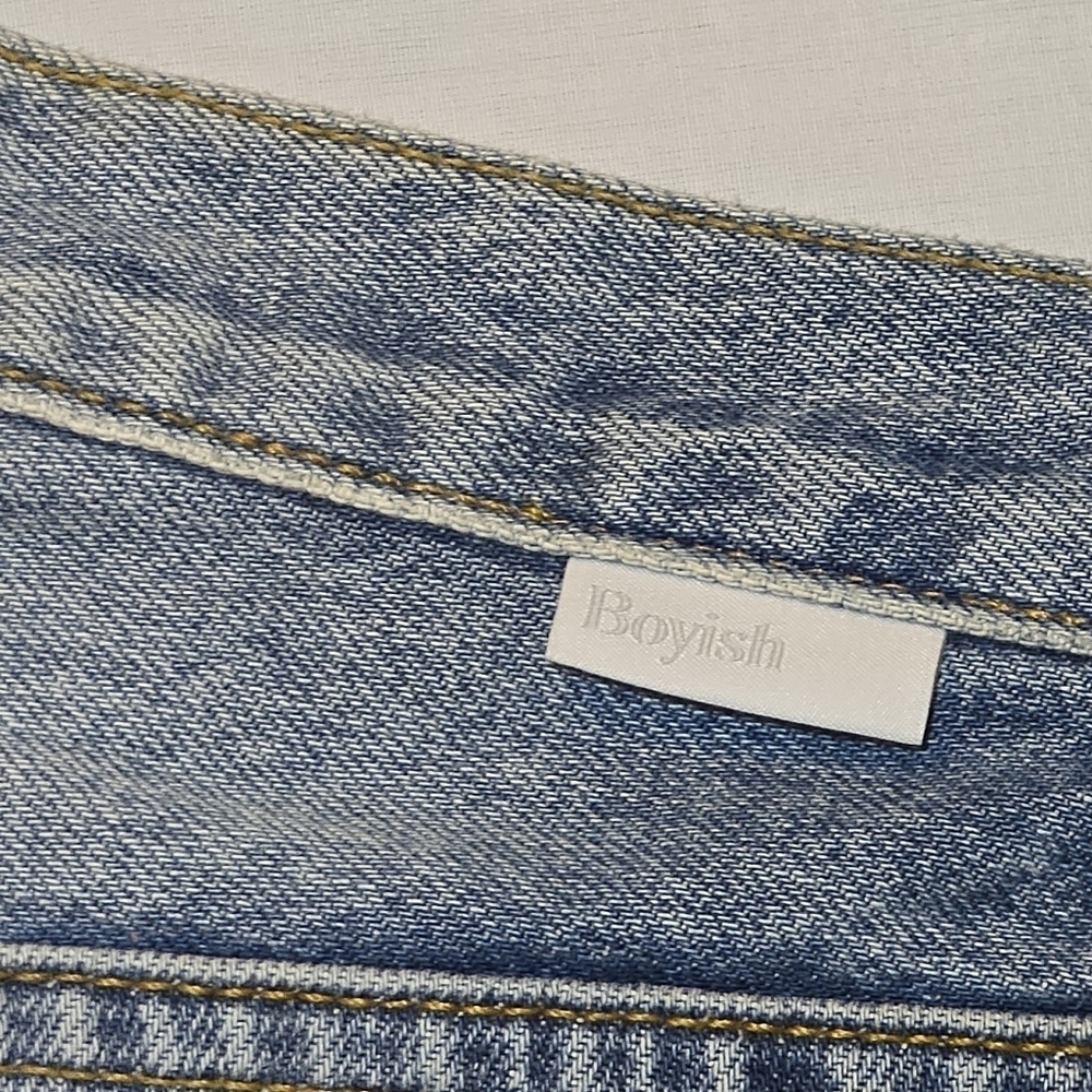 BOYISH By Her Billy Straight Denim Distressed Taxi Driver Button Fly, sz 32 - Picture 3 of 11
